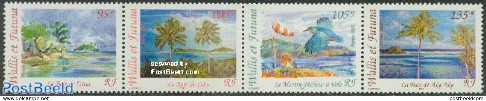 Wallis & Futuna 2002 Landscapes 4v [:::], Mint NH, Nature - Birds - Trees & Forests - Kingfishers - Rotary, Lions Club