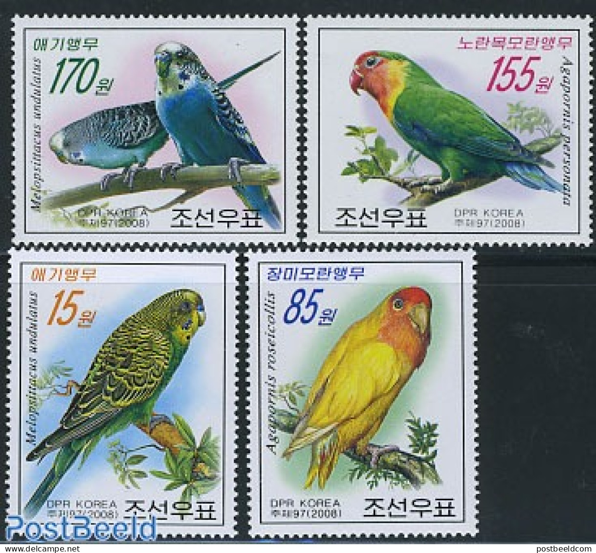 Korea, North 2008 Parrots 4v, Mint NH, Nature - Birds - Parrots - Korea, North