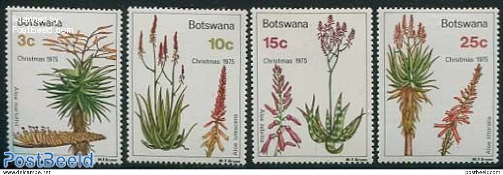 Botswana 1975 Christmas 4v, Mint NH, Nature - Religion - Flowers & Plants - Christmas - Natale
