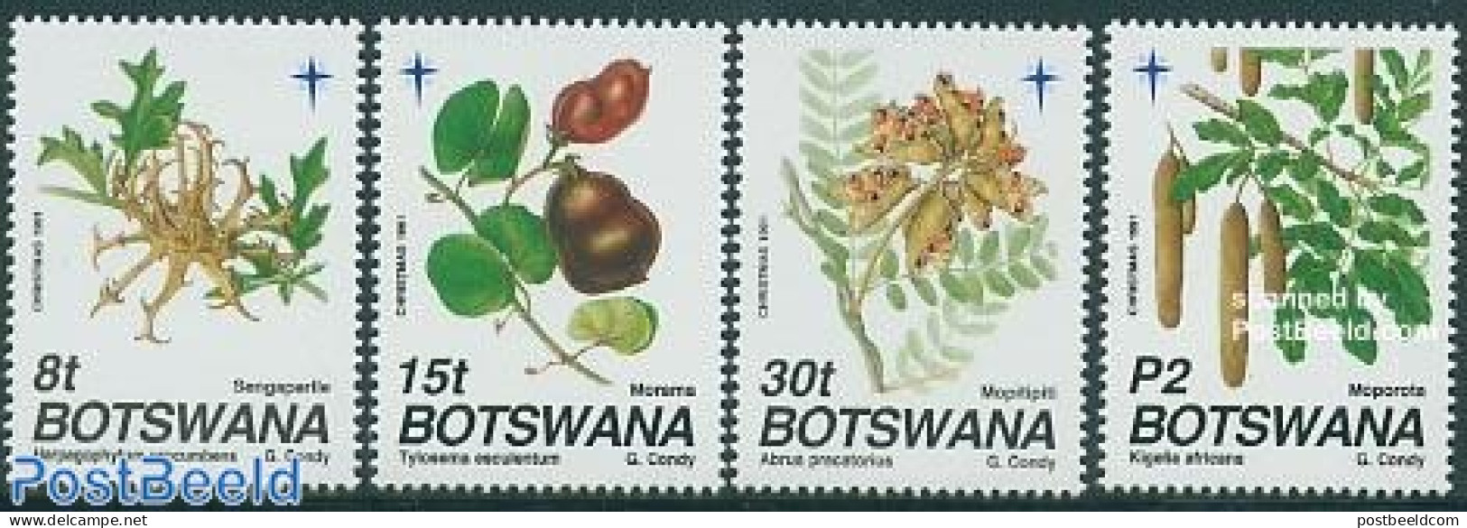 Botswana 1991 Christmas 4v, Mint NH, Nature - Religion - Trees & Forests - Christmas - Rotary Club