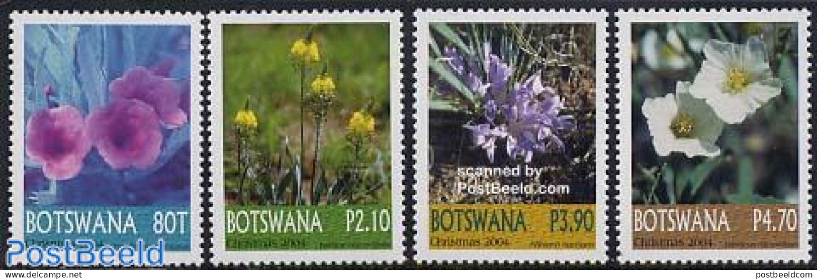 Botswana 2004 Christmas, Flowers 4v, Mint NH, Nature - Religion - Flowers & Plants - Christmas - Natale