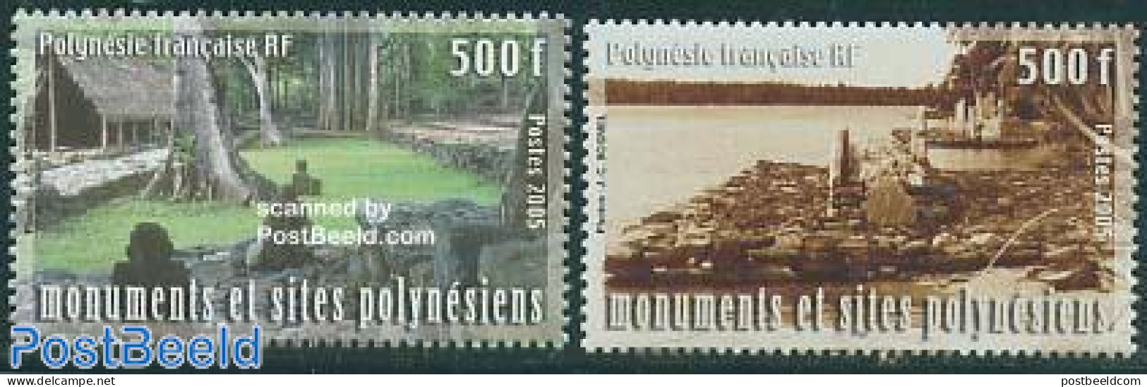 French Polynesia 2005 Monuments & Sites 2v, Mint NH, History - Archaeology - Nuovi