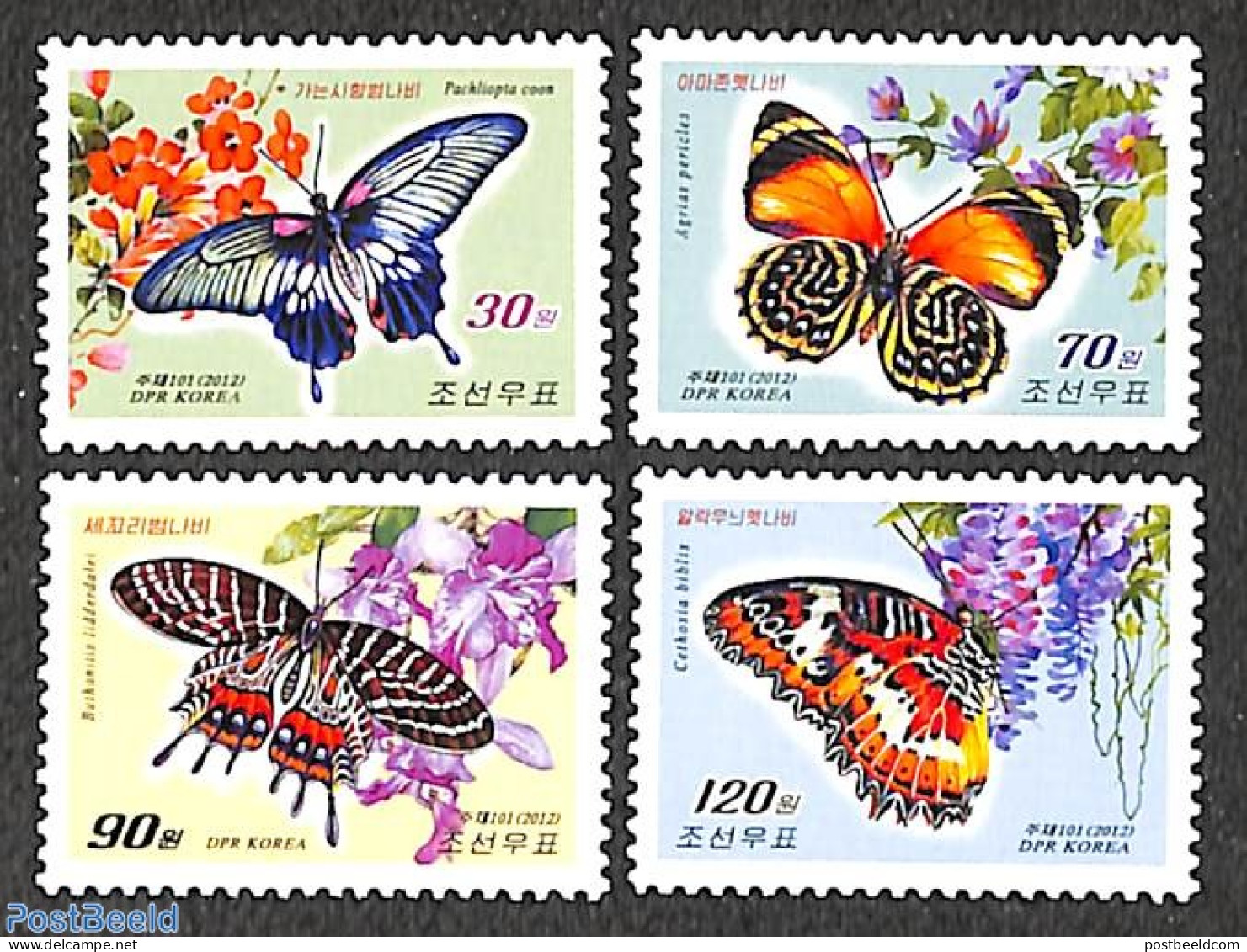 Korea, North 2012 Butterflies 4v , Mint NH, Nature - Butterflies - Corea Del Norte
