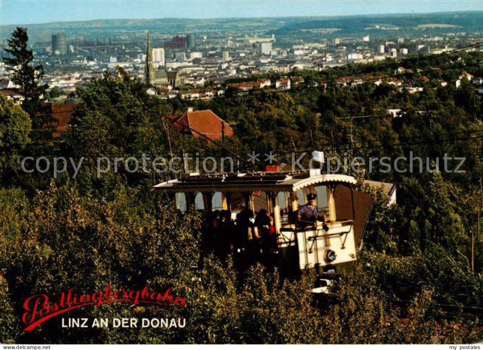 73855948 Linz Donau AT Stadtpanorama Elektrische Schienenbahn Von Uhfahr Auf Den - Autres & Non Classés