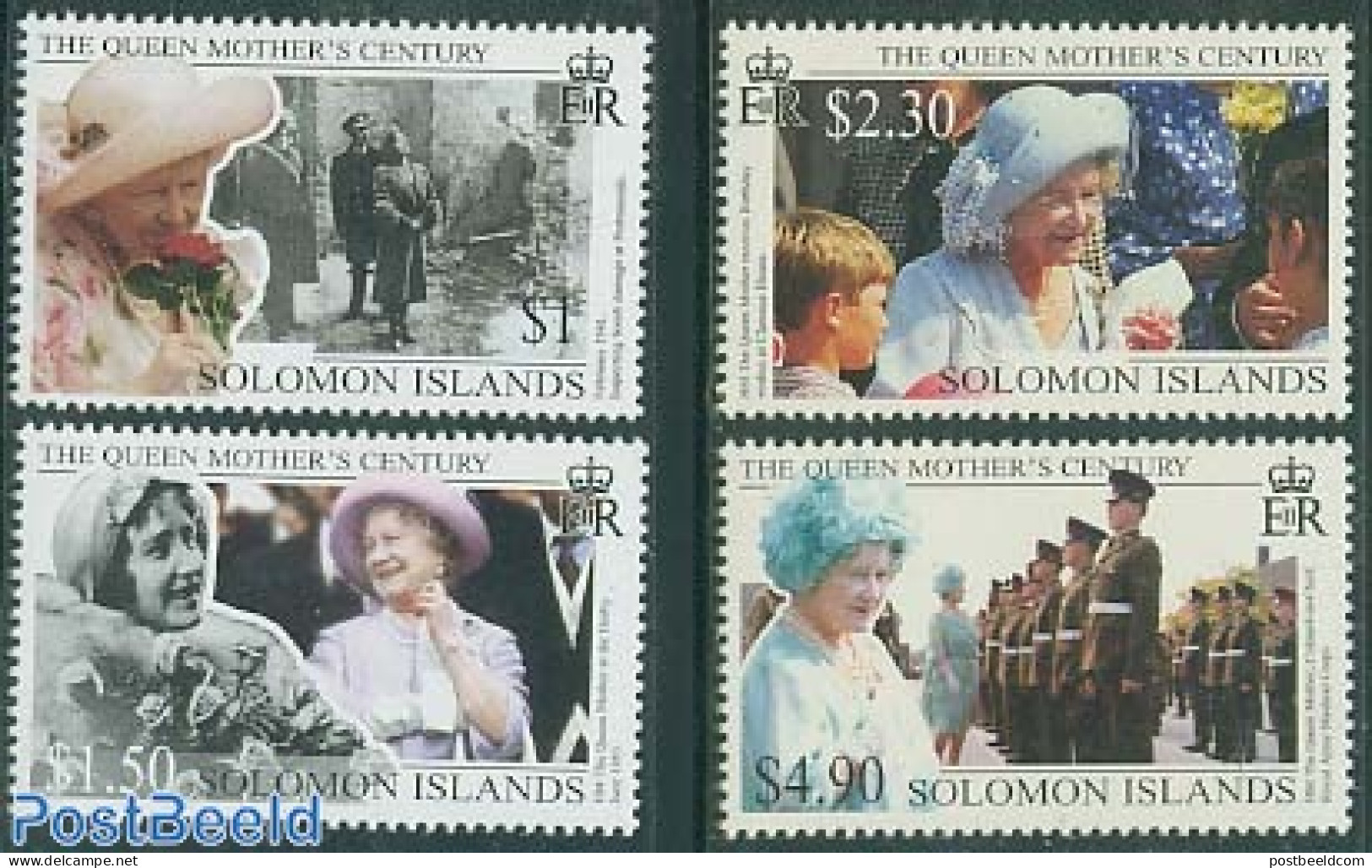 Solomon Islands 1999 Queen Mother 4v, Mint NH, History - Various - Kings & Queens (Royalty) - Uniforms - Royalties, Royals