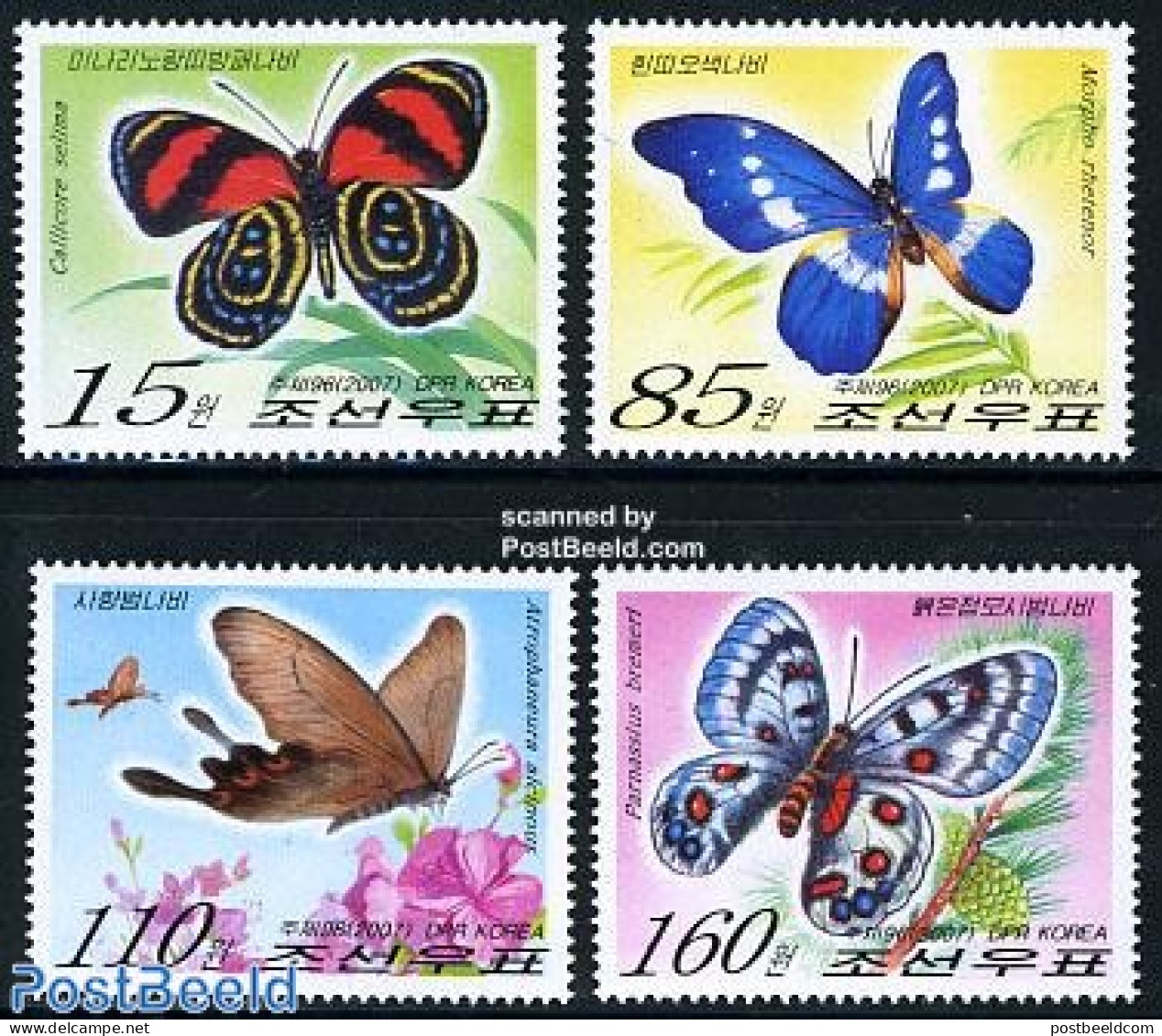 Korea, North 2007 Butterflies 4v, Mint NH, Nature - Butterflies - Corée Du Nord