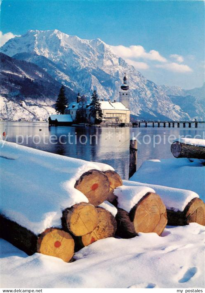 73855938 Traunstein  Oberbayern Schloss Ort Am Traunsee Winterpanorama  - Traunstein