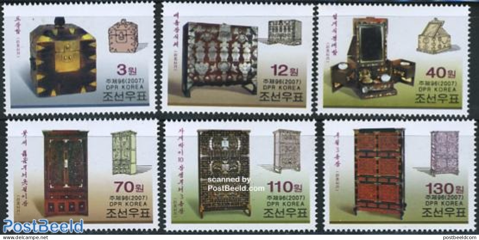 Korea, North 2007 Antique Furniture 6v, Mint NH, Art - Art & Antique Objects - Corée Du Nord