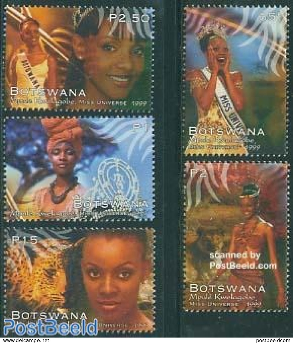 Botswana 1999 Miss Universe 5v, Mint NH, History - Nature - Performance Art - Women - Cat Family - Miss World - Ohne Zuordnung