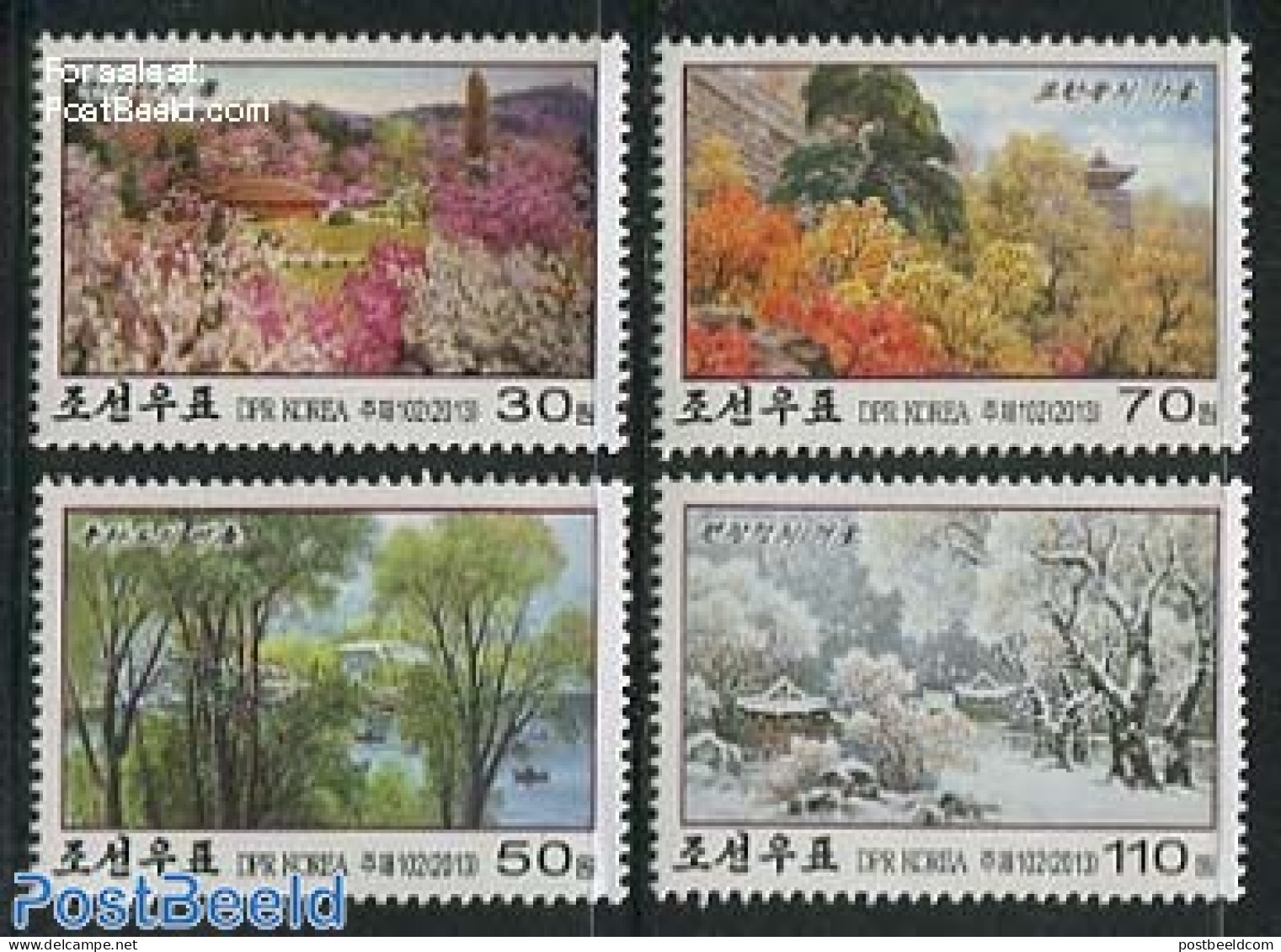 Korea, North 2013 Four Seasons 4v, Mint NH, Nature - Trees & Forests - Rotary, Lions Club