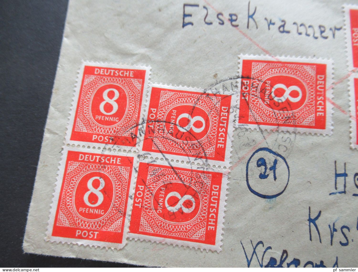 Kontrollrat 1946 Nr.917 (13) MeF Eilbrief Durch Eilboten Fernbrief Thannhausen Bayern - Holzen Bösperde In Westfalen - Cartas & Documentos