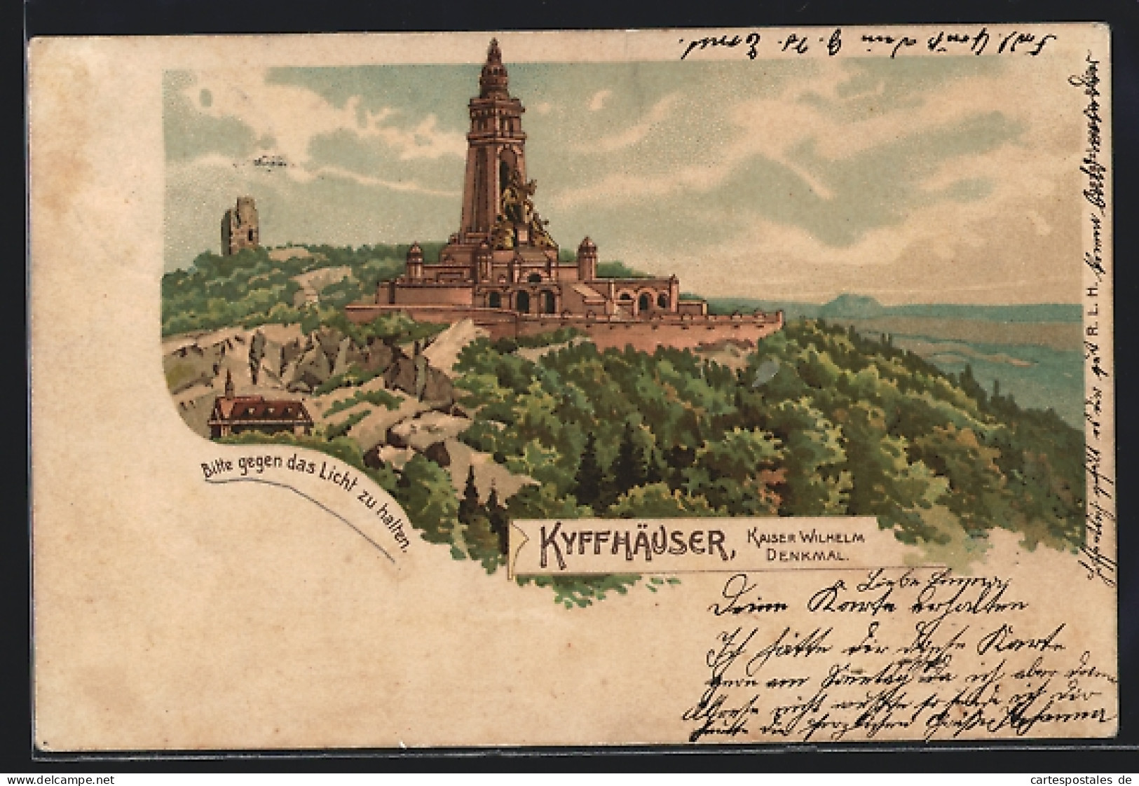 Lithographie Kyffhäuser, Kaiser Wilhelm-Denkmal, Raben  - Andere & Zonder Classificatie