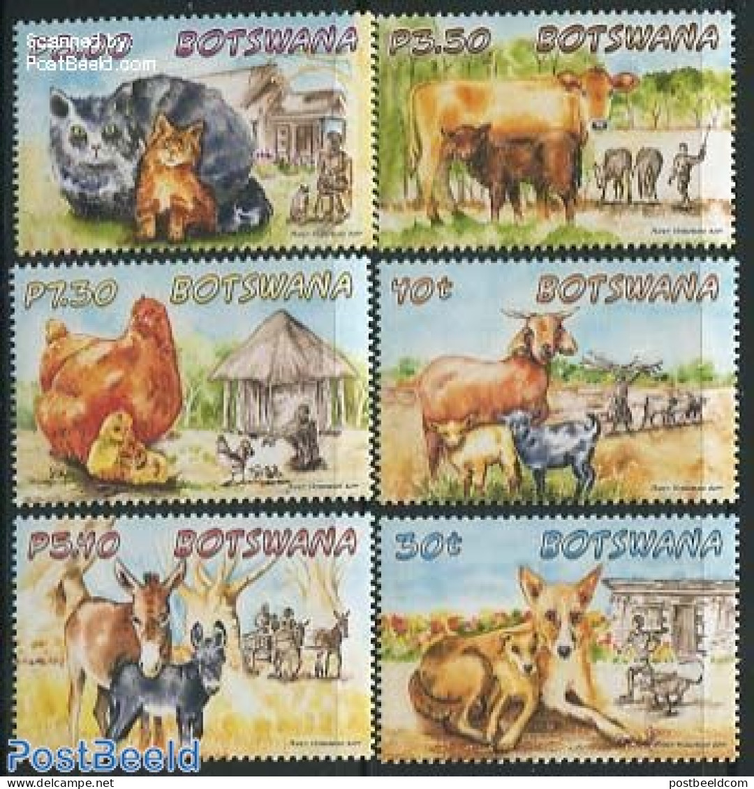 Botswana 2014 Pets 6v, Mint NH, Nature - Animals (others & Mixed) - Birds - Cats - Cattle - Dogs - Poultry - Botswana (1966-...)