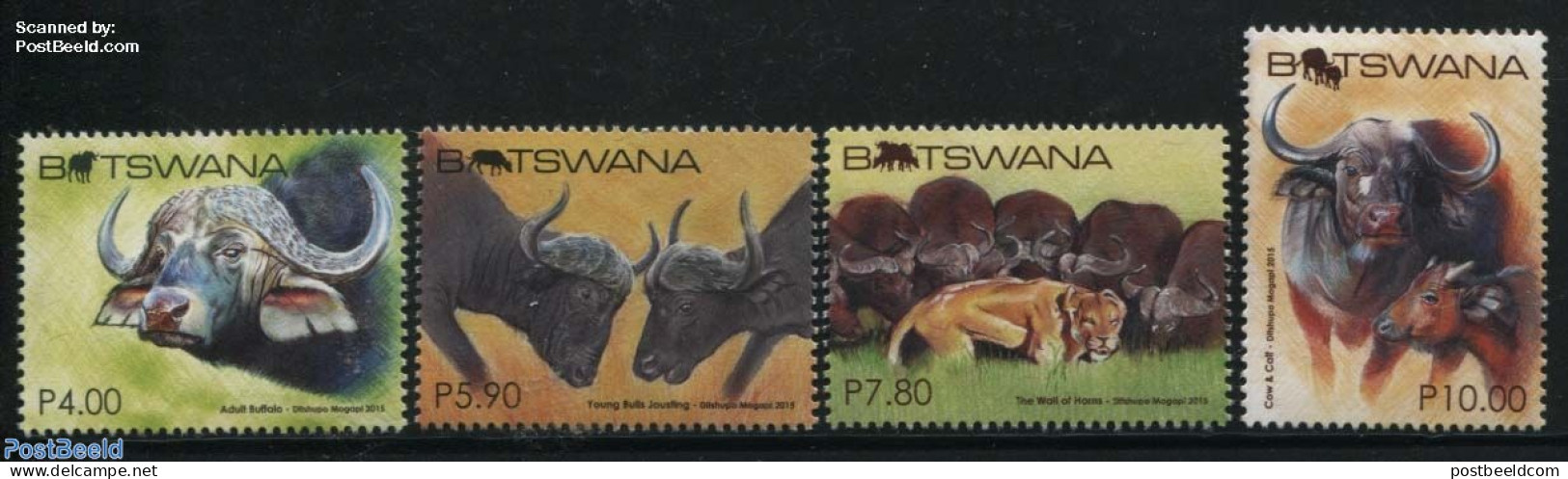 Botswana 2015 African Buffalo 4v, Mint NH, Nature - Animals (others & Mixed) - Cat Family - Botswana (1966-...)