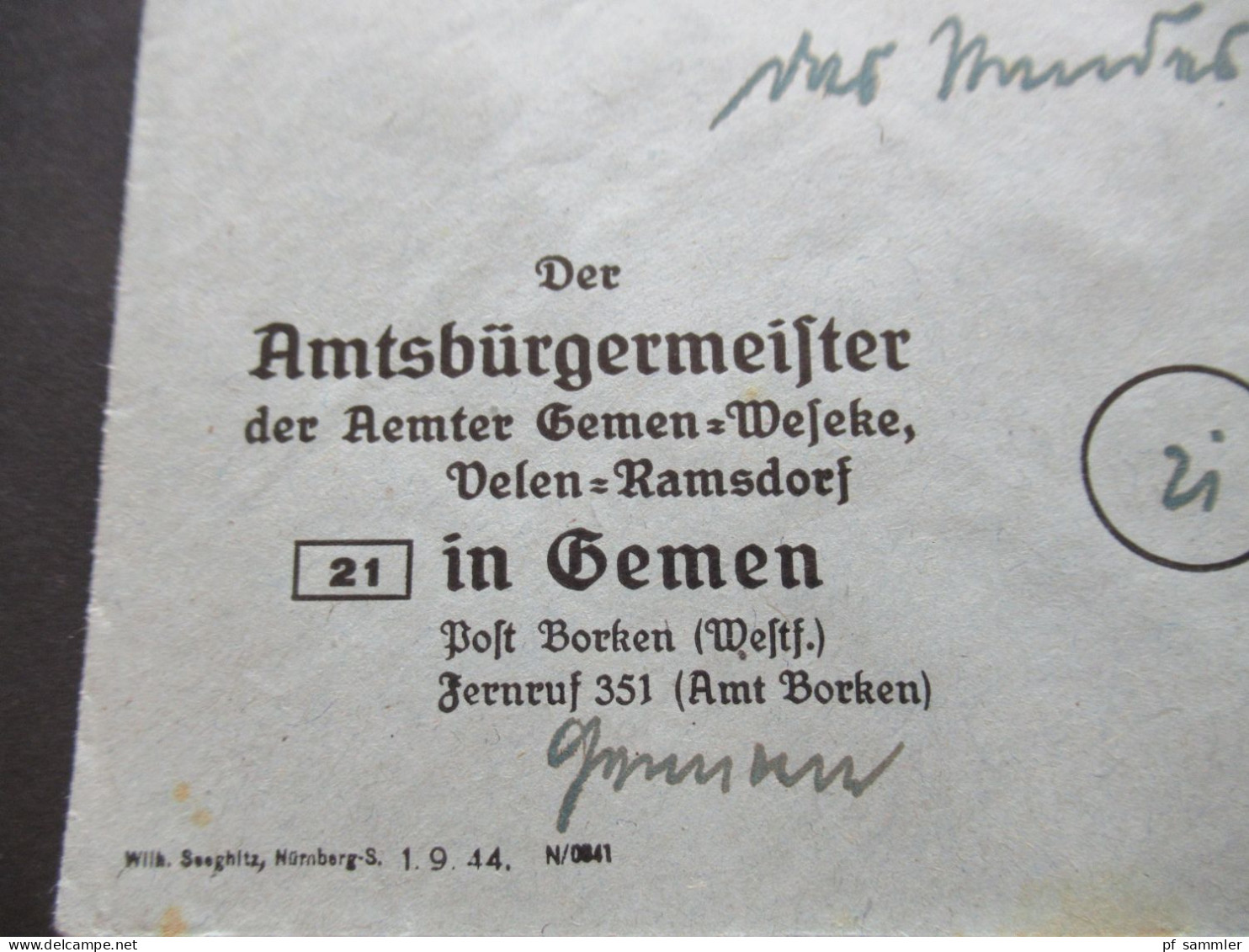 Bizone Am Post Nr.7 EF Tagesstempel Ramsdorf (Kr Borken Westf) Umschlag Der Amtsbürgermeister Gemen Weseke, Velen Ramsdo - Cartas & Documentos