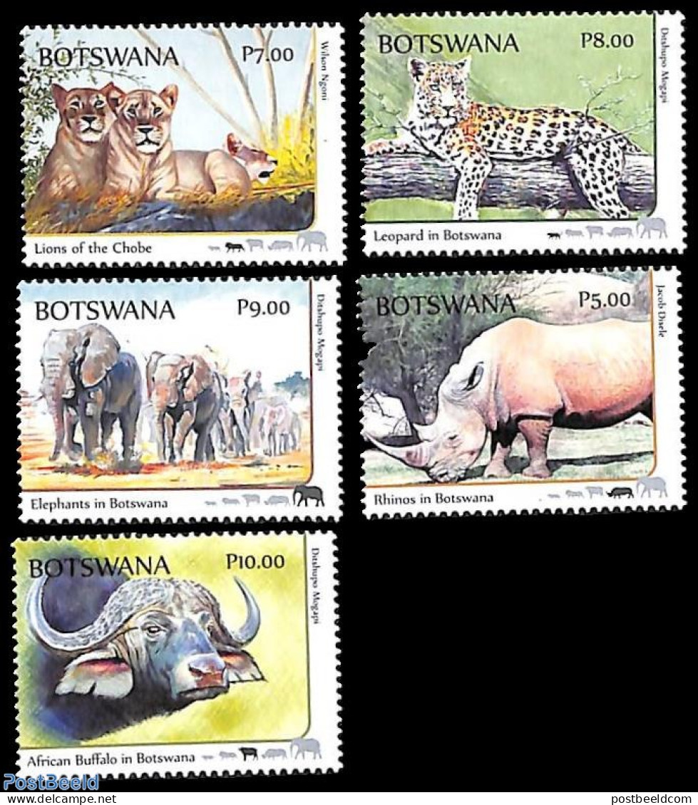 Botswana 2018 The Big Five 5v , Mint NH, Nature - Animals (others & Mixed) - Cat Family - Elephants - Rhinoceros - Botswana (1966-...)