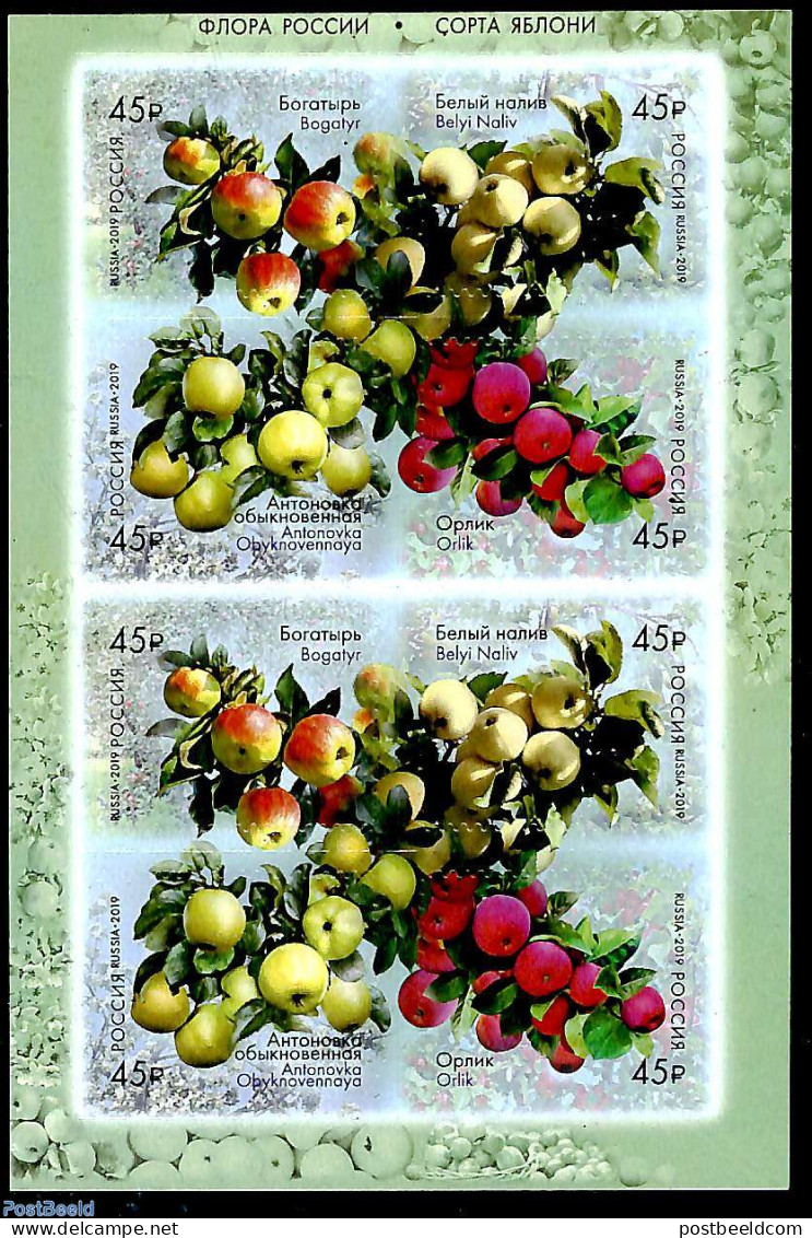 Russia 2019 Apples M/s S-a, Mint NH, Nature - Fruit - Frutas