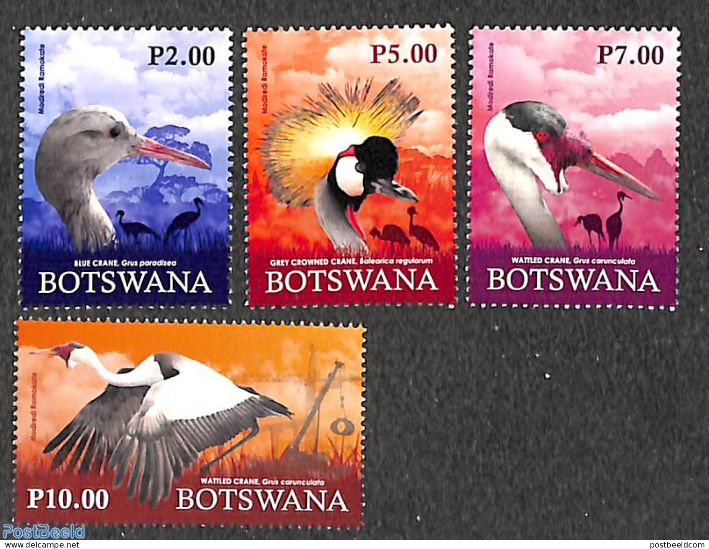 Botswana 2019 Crane Birds 4v, Mint NH, Nature - Birds - Botswana (1966-...)