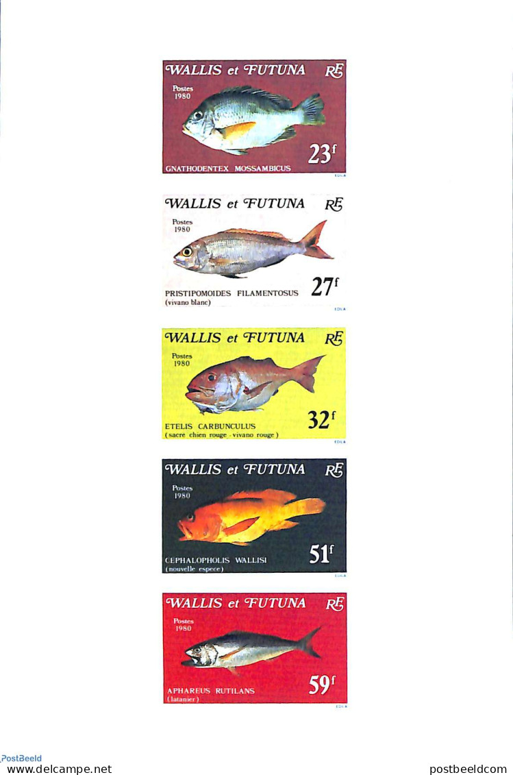 Wallis & Futuna 1980 Fish 5v, Epreuve De Luxe, Mint NH, Nature - Fish - Fishes