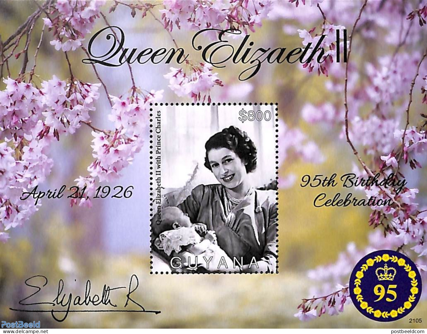 Guyana 2021 Queen Elizabeth II 95th Birthday S/s, Mint NH, History - Kings & Queens (Royalty) - Familles Royales
