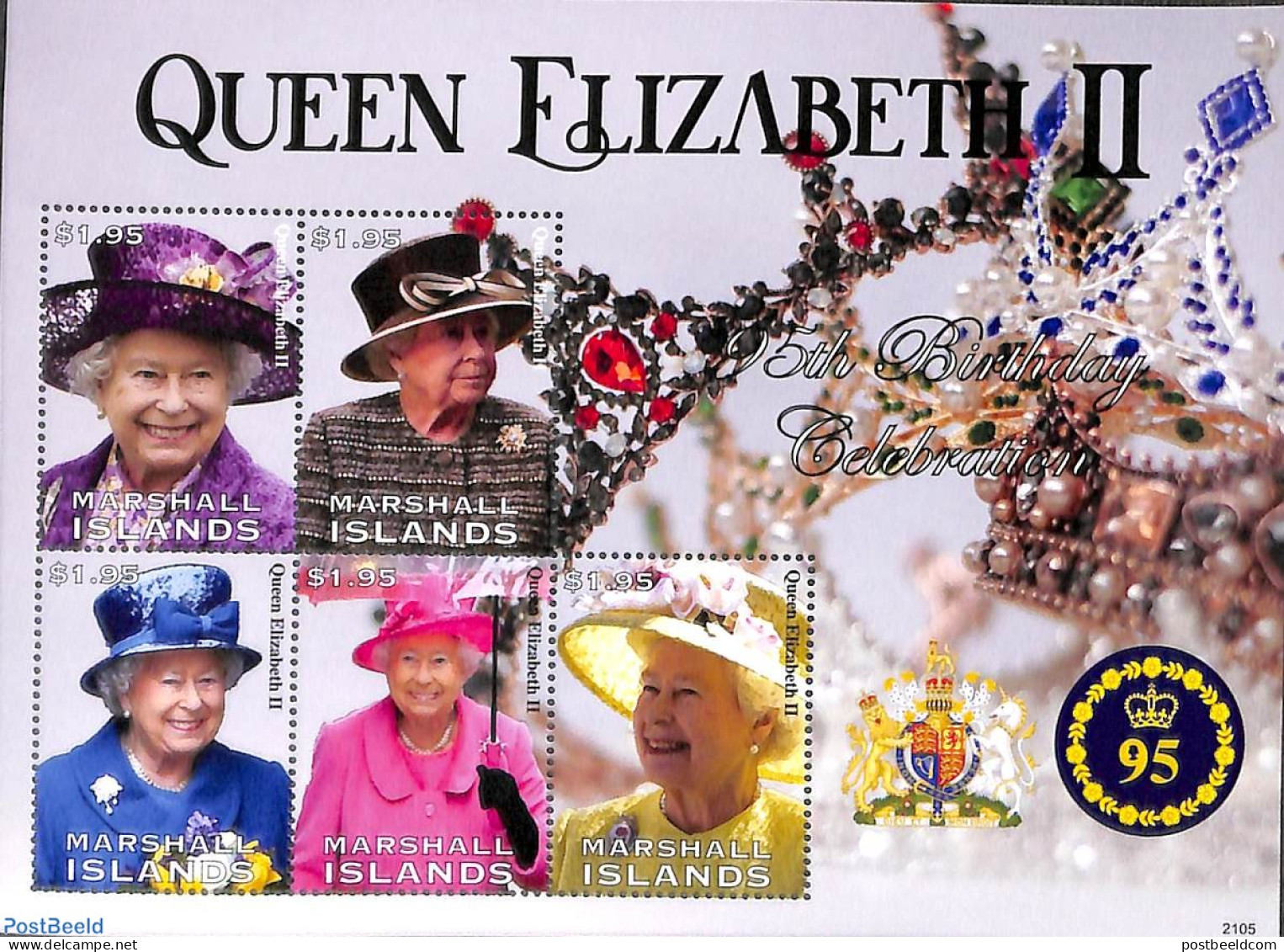 Marshall Islands 2021 Queen Elizabeth II 95th Birthday 5v M/s, Mint NH, History - Kings & Queens (Royalty) - Königshäuser, Adel