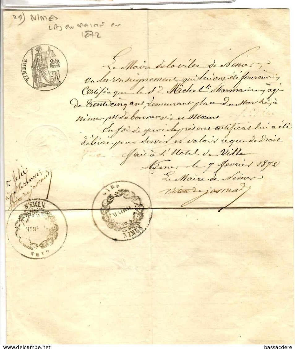 79775 -  CERTIFICAT DE  BONNES MOEURS - Cartas & Documentos