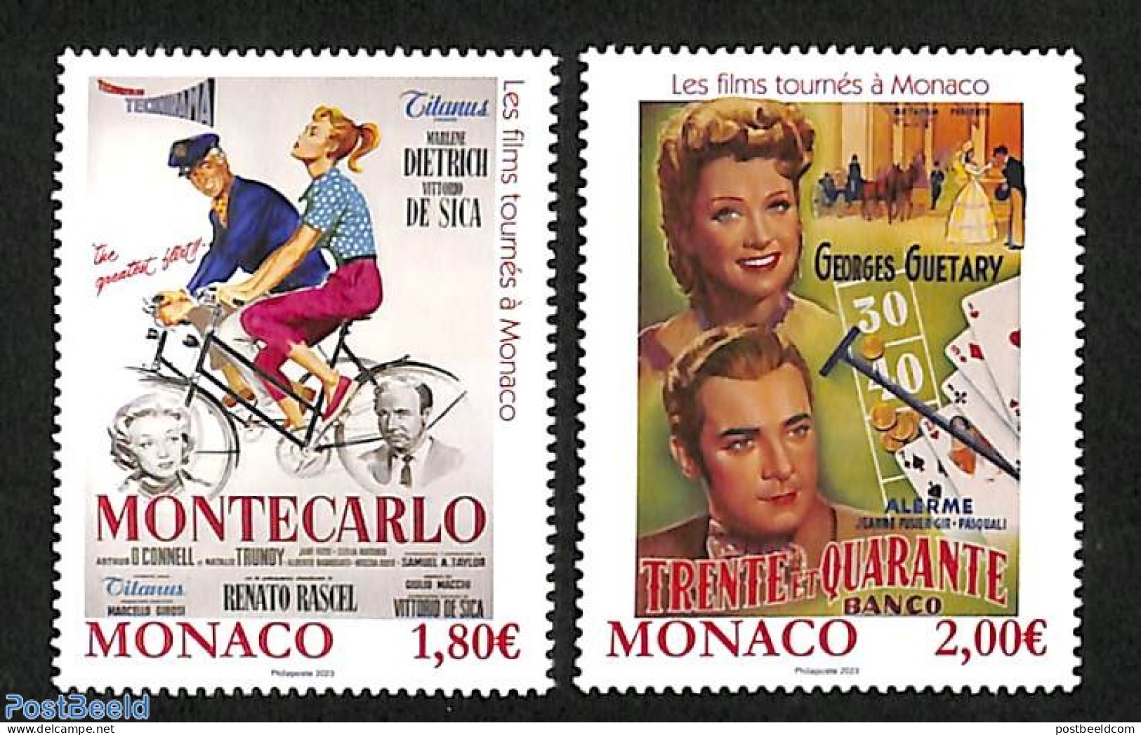 Monaco 2023 Cinema 2v, Mint NH, Performance Art - Sport - Film - Movie Stars - Cycling - Playing Cards - Art - Poster .. - Neufs