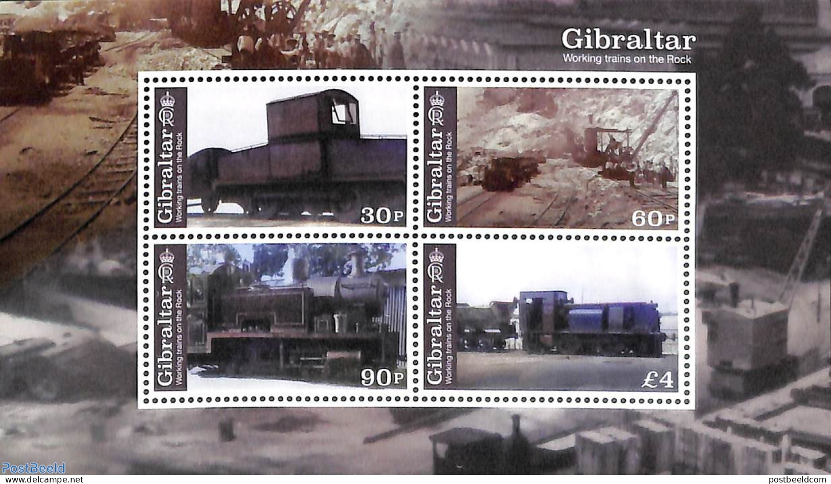 Gibraltar 2023 Working Trains On The Rock S/s, Mint NH, Transport - Railways - Trenes