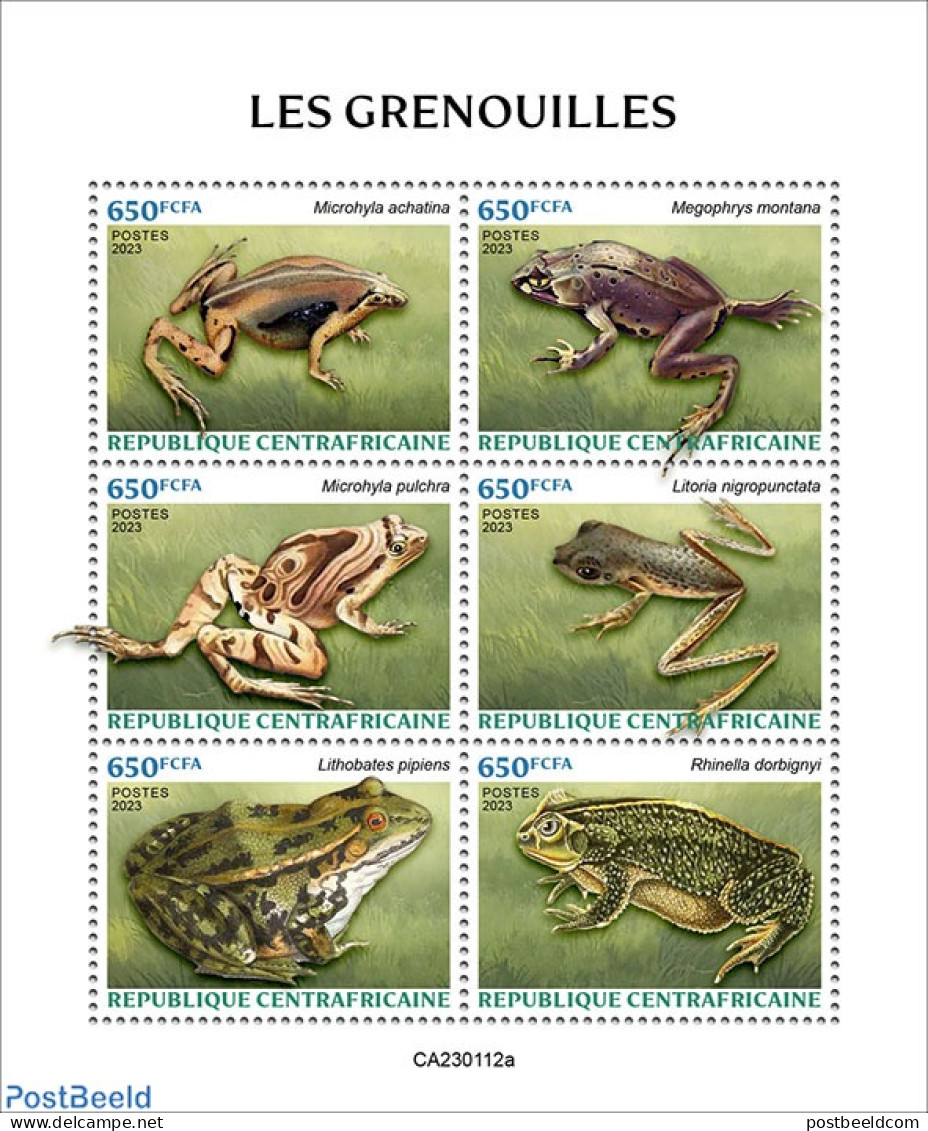 Central Africa 2023 Frogs, Mint NH, Nature - Frogs & Toads - Repubblica Centroafricana
