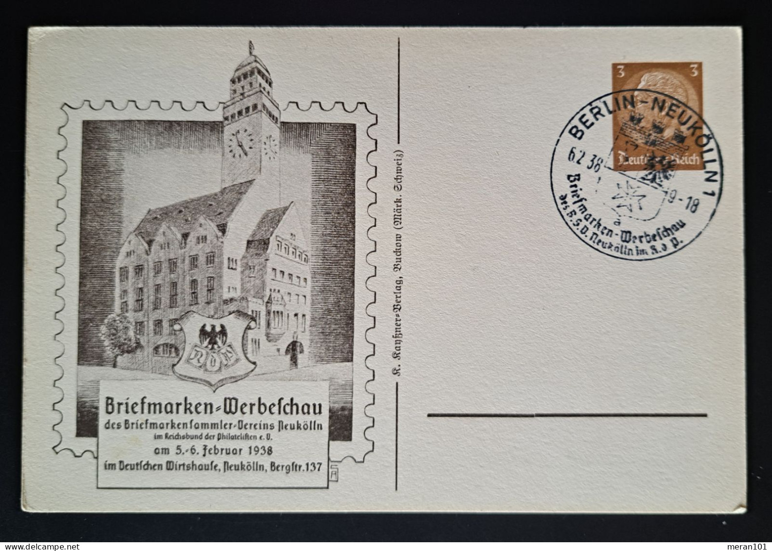 Privatpostkarte Briefmarken-Werbeschau BERLIN-NEUKÖLN Sonderstempel - Interi Postali Privati