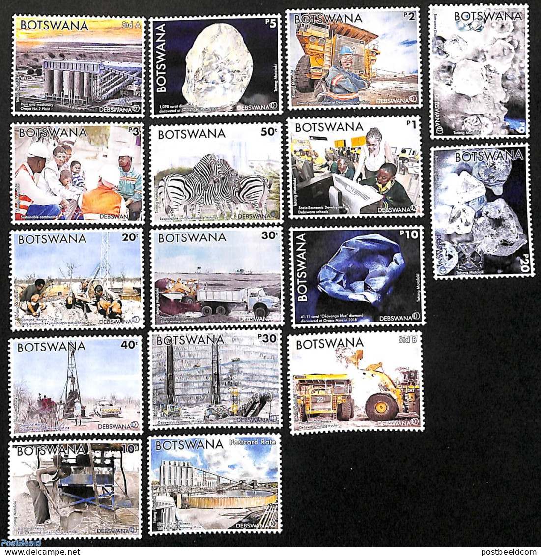 Botswana 2023 Diamond Industry 16v, Mint NH, History - Science - Geology - Mining - Botswana (1966-...)