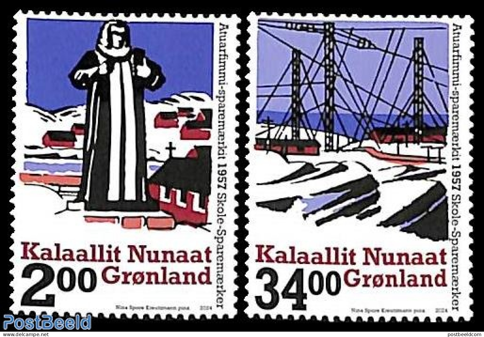 Greenland 2024 School Saving Stamps 2v, Mint NH, Science - Telecommunication - Art - Sculpture - Unused Stamps