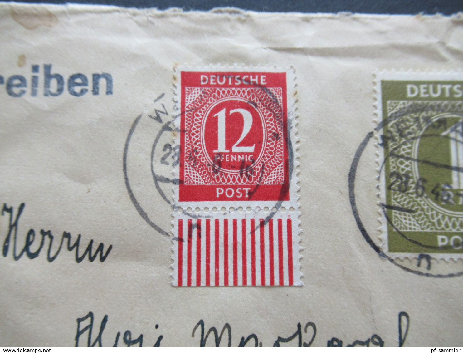 Kontrollrat 1 RM Mi. Nr.937 MiF Mit Nr.919 Einschreiben Weimar 1 Nach Bösperde In Westfalen / Verwendet In Der SBZ - Lettres & Documents
