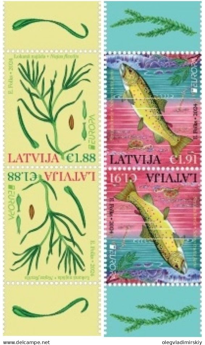 Latvia Lettland Lettonie 2024 Europa CEPT Underwater Flora And Fauna Fish Plant Set Of 2 Tete-beshes MNH - Letonia