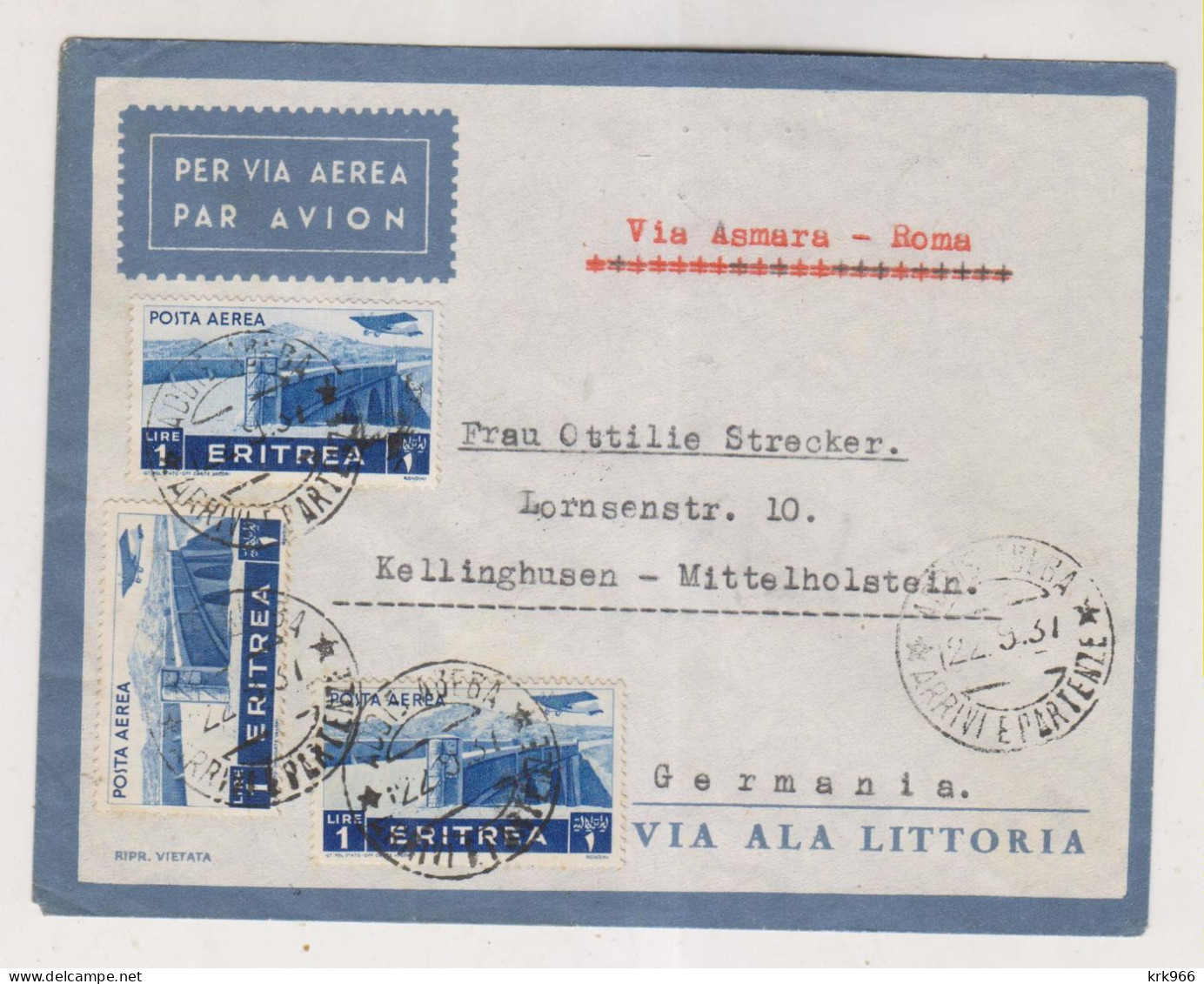 ITALY ERITREA 1937 ADDIS ABEBA ( ETHIOPIA )  Nice Airmail Cover To Germany - Eritrea