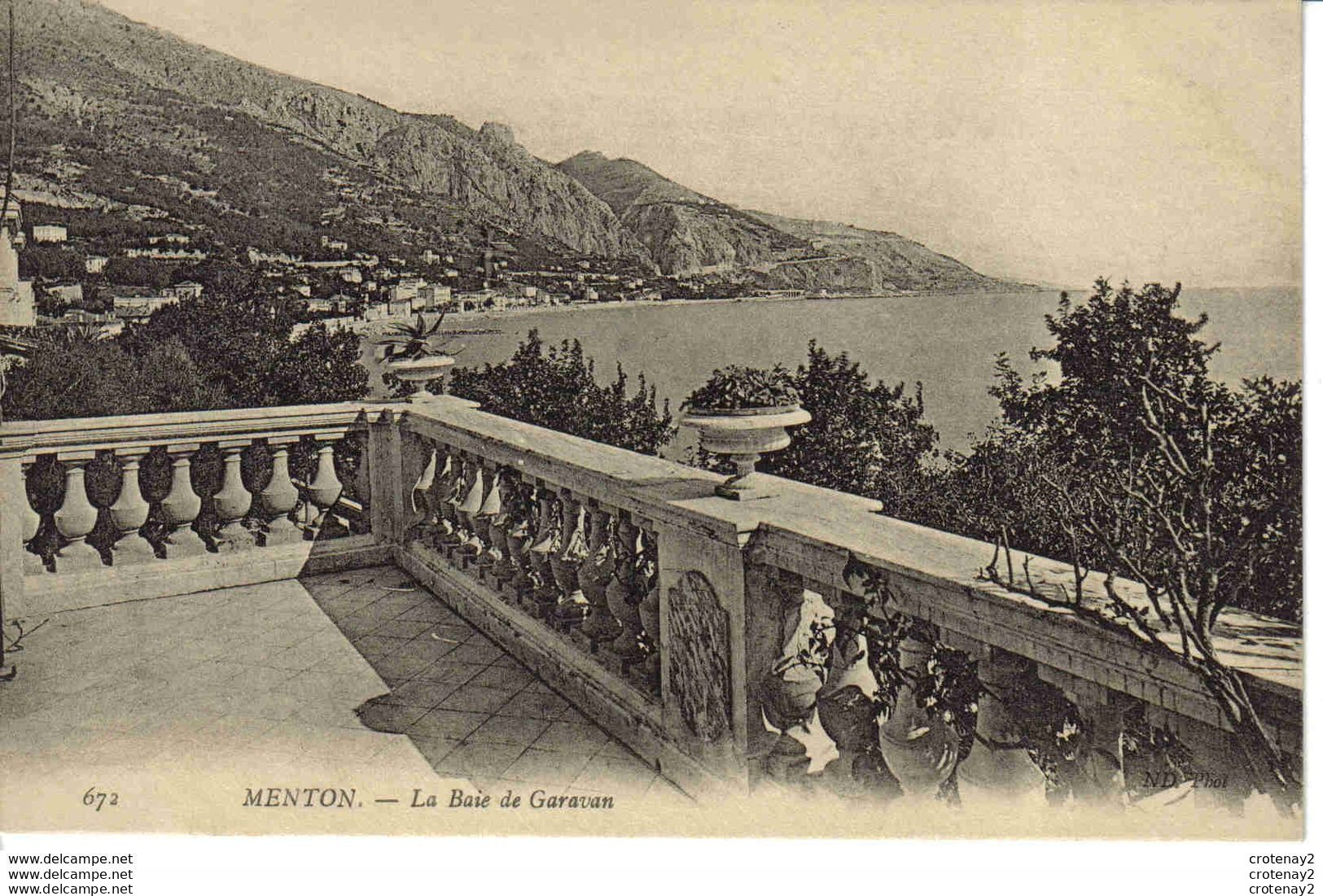 06 MENTON N°672 La Baie De GARAVAN Prise Depuis Une Belle Terrasse VOIR DOS - Menton