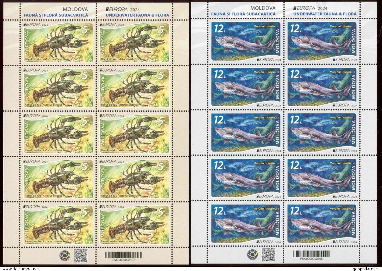 MOLDOVA 2024 Europa CEPT. Underwater Fauna & Flora - Fine 2 Sheets MNH - Moldova