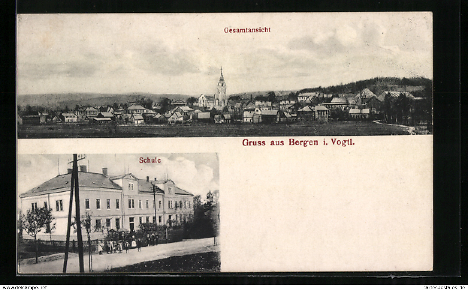 AK Bergen I. Vogtl., Schule Und Gesamtansicht  - Autres & Non Classés