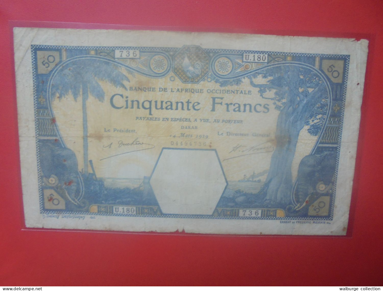 AFRIQUE OCCIDENTALE FRANCAISE (Sénégal) 50 FRANCS 1929 Circuler ASSEZ RARE ! (B.33) - West-Afrikaanse Staten