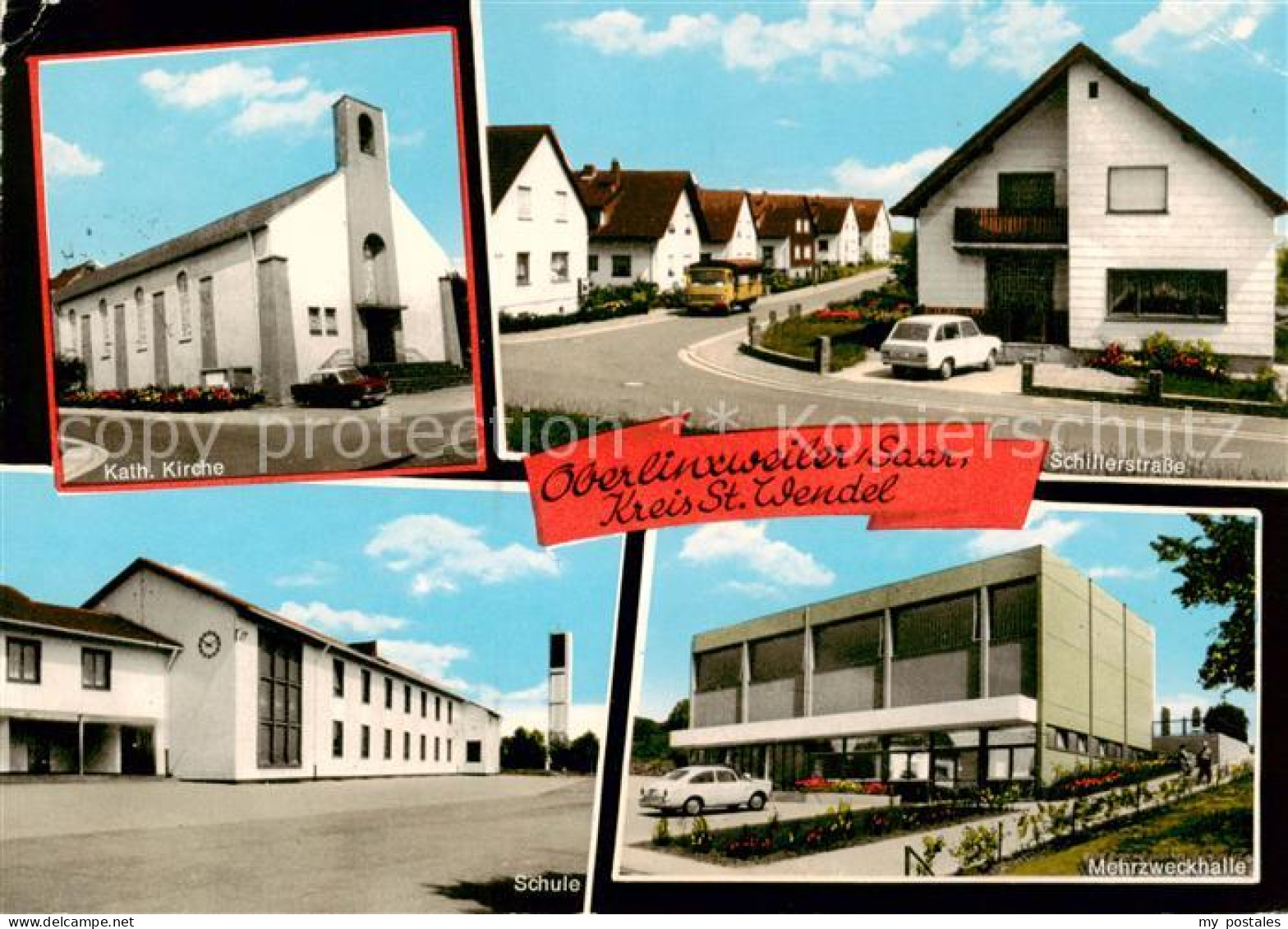 73855411 Oberlinxweiler St Wendel Kirche Schillerstrasse Wohngebiet Schule Mehrz - Other & Unclassified