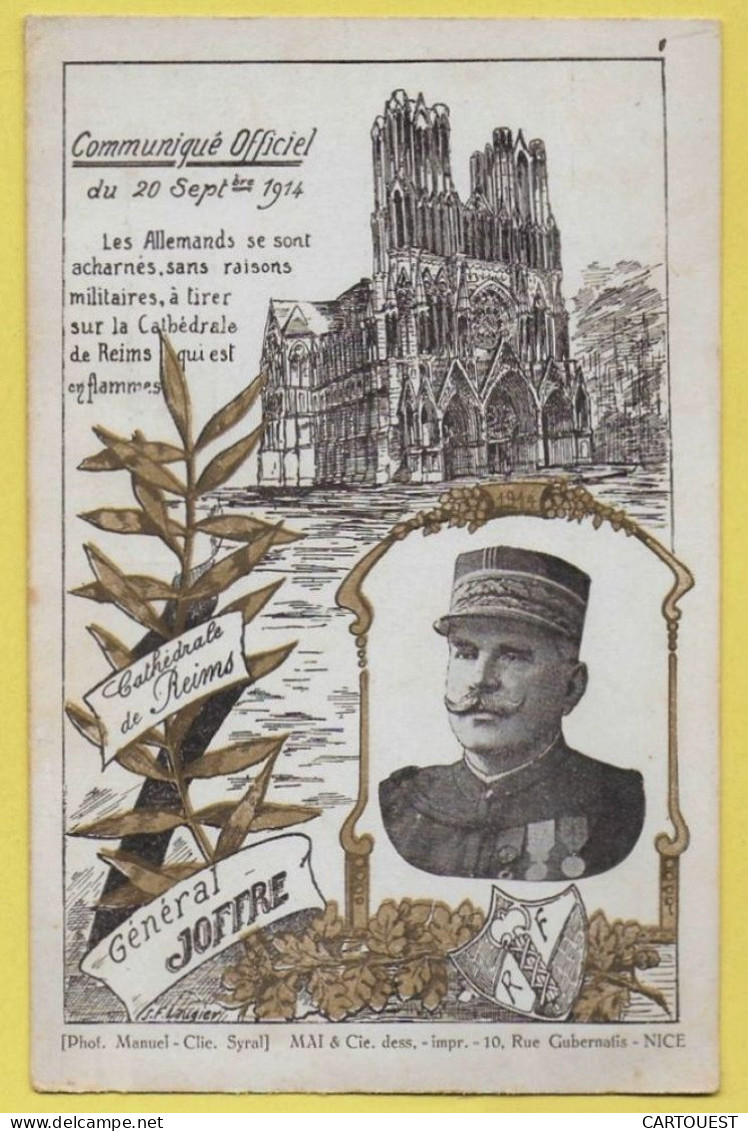 CPA  GUERRE 1914 -18 Cathédrale De REIMS  - Marne - GENERAL JOFFRE - Carte Bon état - Guerra 1914-18