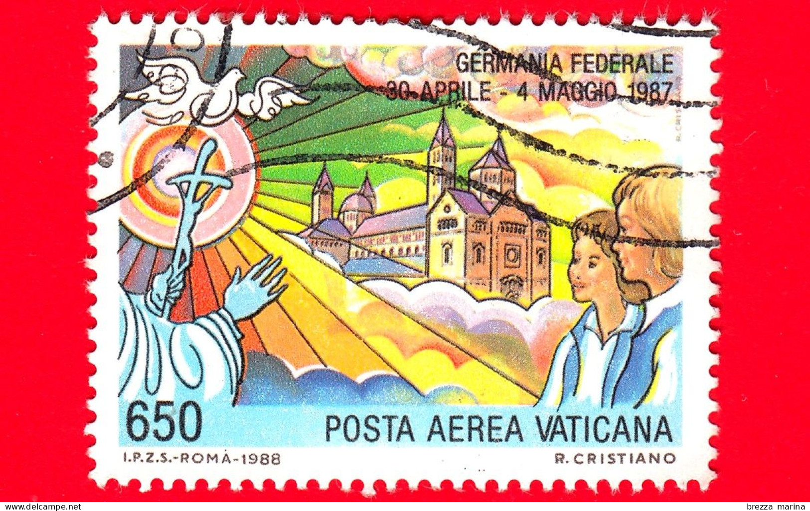 VATICANO - Usato - 1988 - Viaggi Di Giovanni Paolo II Nel 1987 - POSTA AEREA - 650 L. • Germania Federale - Aéreo