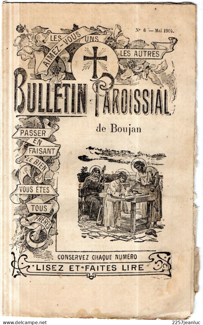 Bulletin  Paroissial De Boujan Sur Libron  De Mai 1904.n 6 De 16 Pages - Documentos Históricos