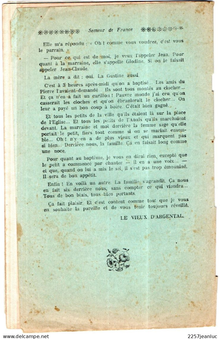 Bulletin  Paroissial De Boujan Sur Libron  De Aout 1939 .n 11 De 16 Pages - Documentos Históricos