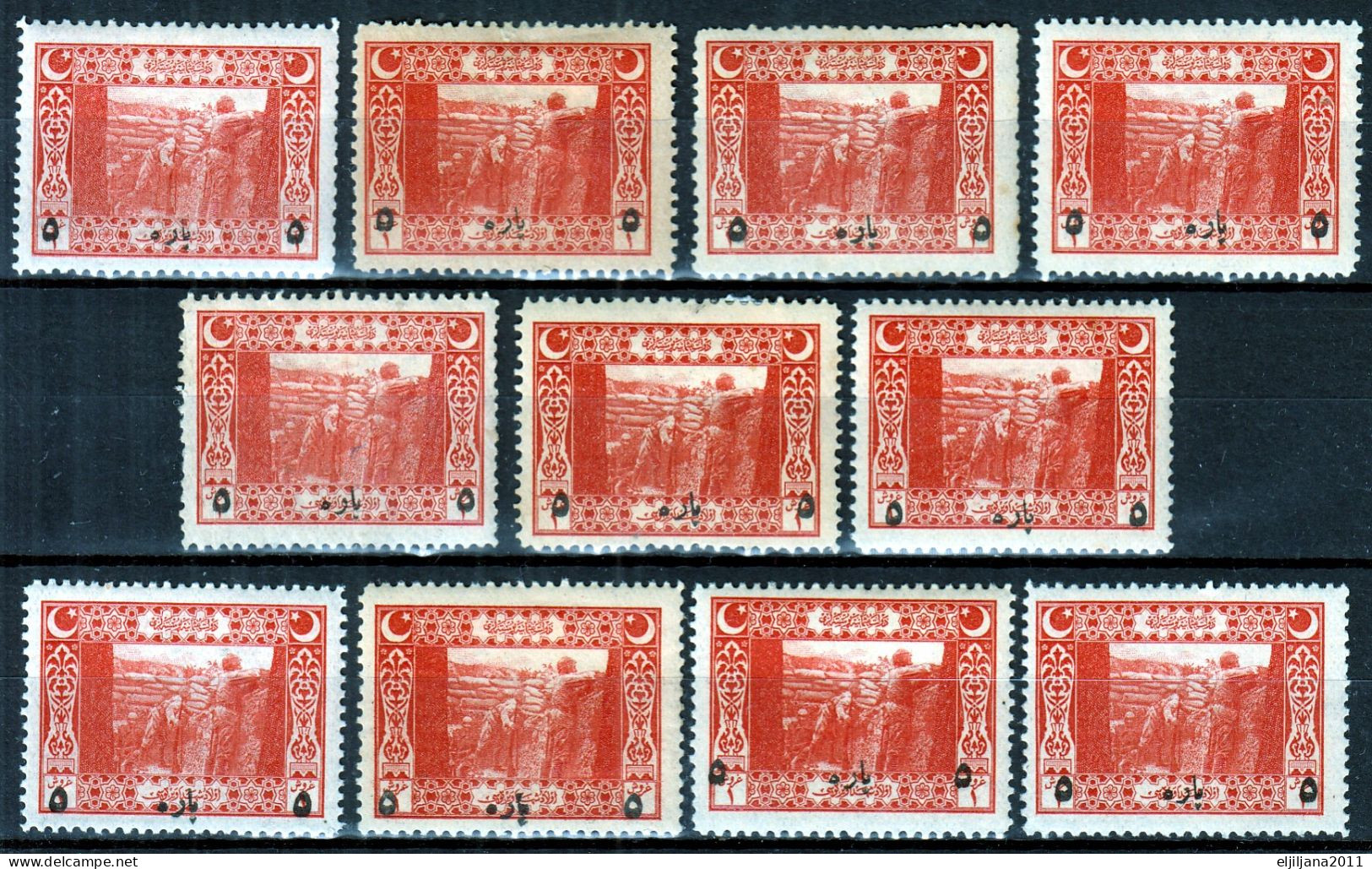 Turkey / Türkei 1917 ⁕ Soldiers In Trench Mi.625 Overprint ⁕ 11v MH/MNH - Scan - Neufs