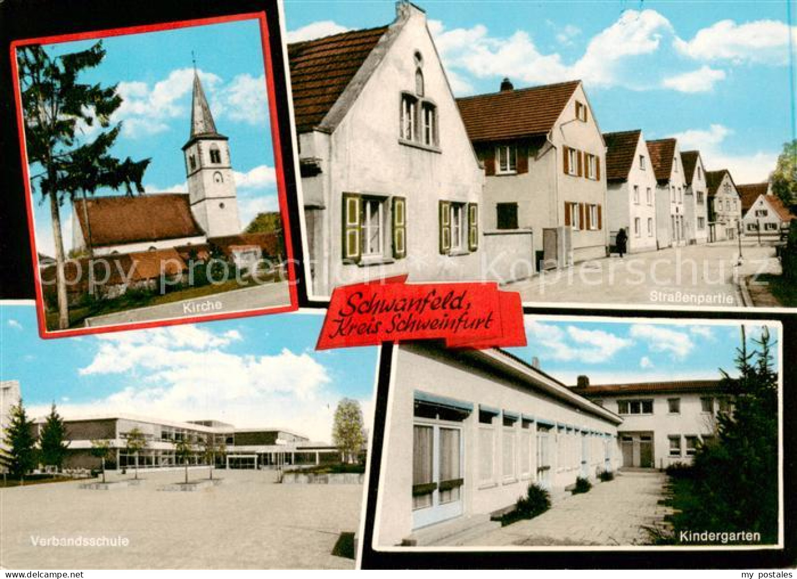 73855274 Schwanfeld Kirche Strassenpartie Verbandsschule Kindergarten Schwanfeld - Other & Unclassified