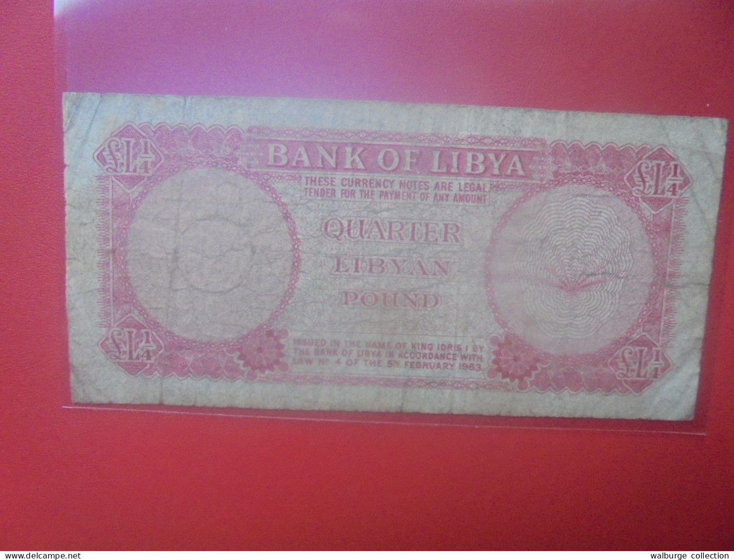 LIBYE 1/4 POUND 1963 Circuler ASSEZ RARE ! (B.33) - Libya