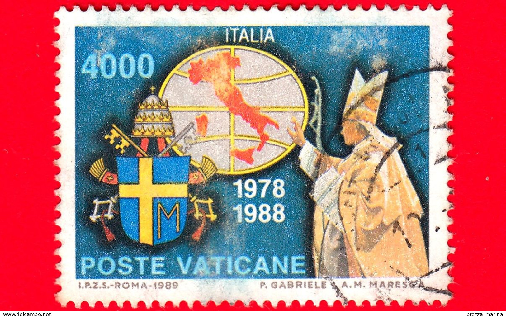 VATICANO - Usato - 1989 - Viaggi Di Giovanni Paolo II Nel 1988 - Italia - 4000 L. • - Gebruikt