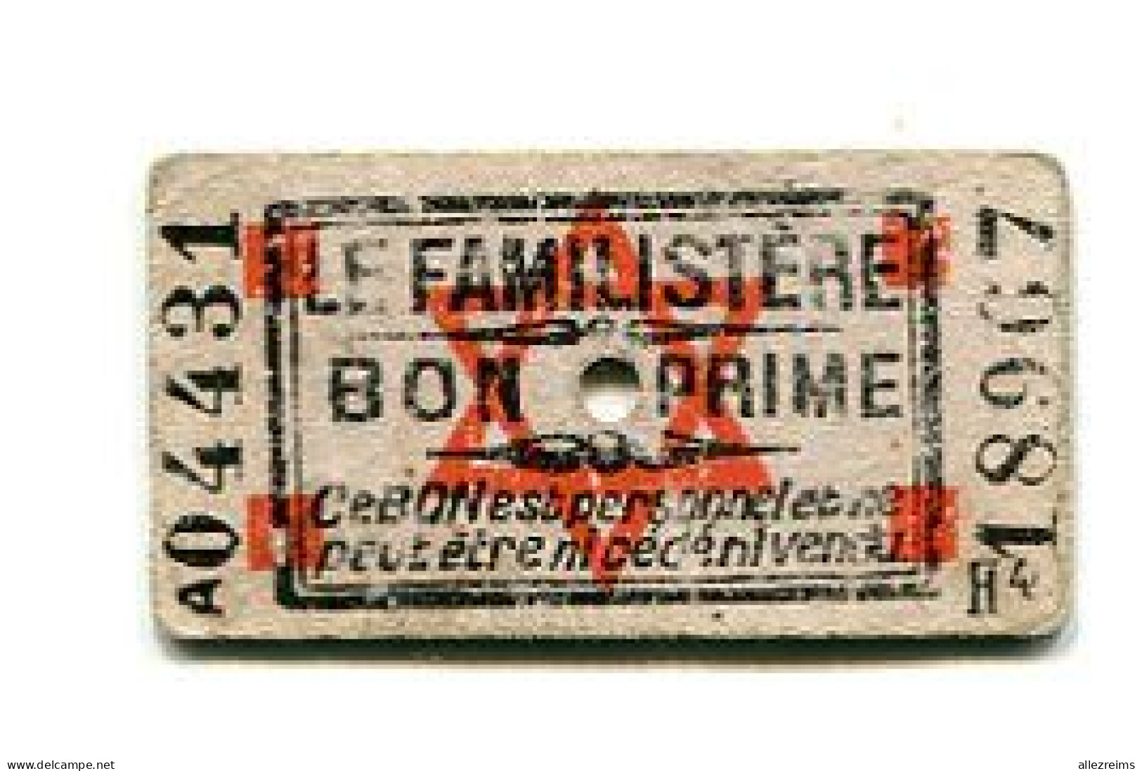 Ticket Familistère Bon Primé Avec Croix De David    VOIR  DESCRIPTIF  §§§ - Zonder Classificatie