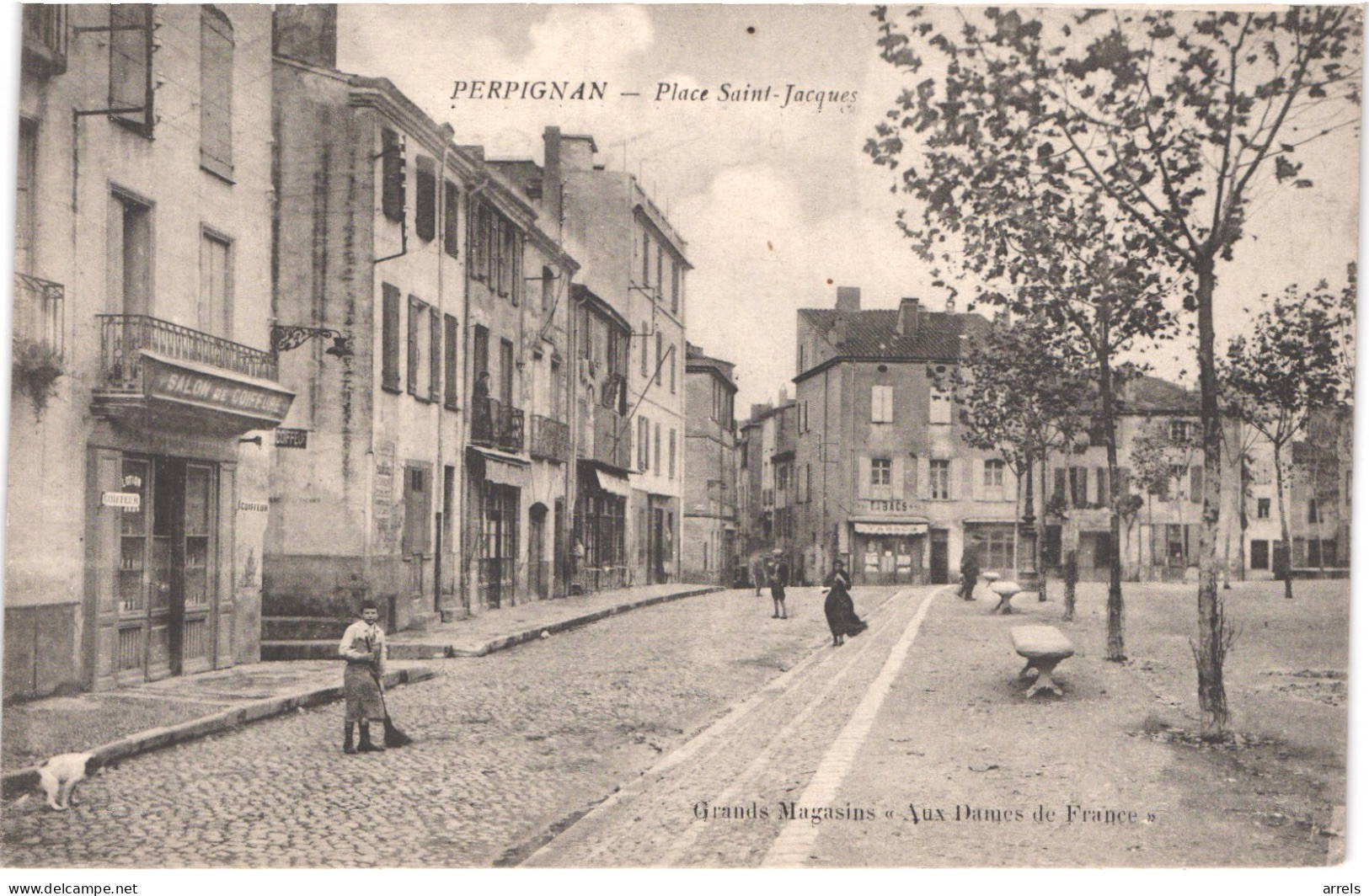 FR66 PERPIGNAN - Aux Dames De France - Place Saint Jacques - Salon De Coiffure Tabac - Animée - Belle - Perpignan